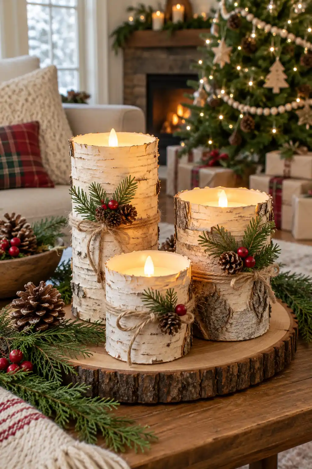 09 bark wrapped led candles