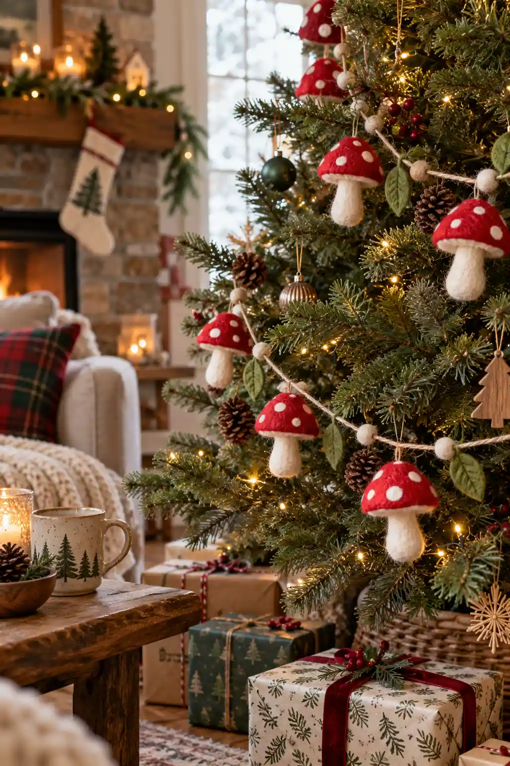 11 felt toadstool garland