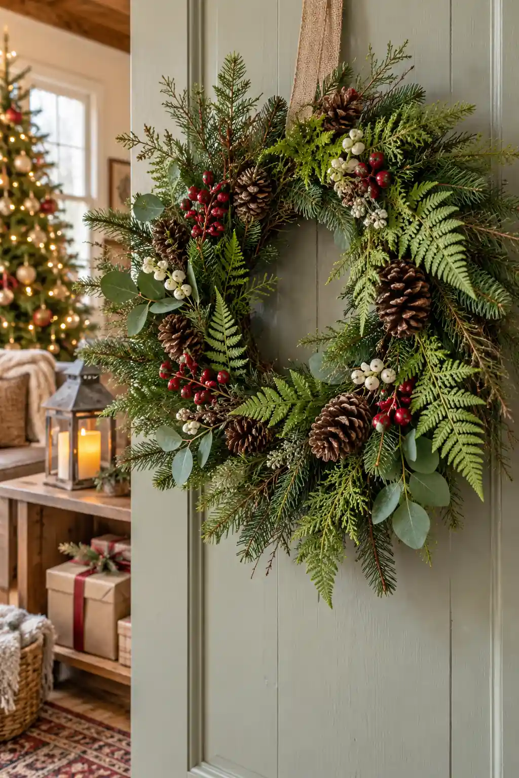 13 fern and pine wreath