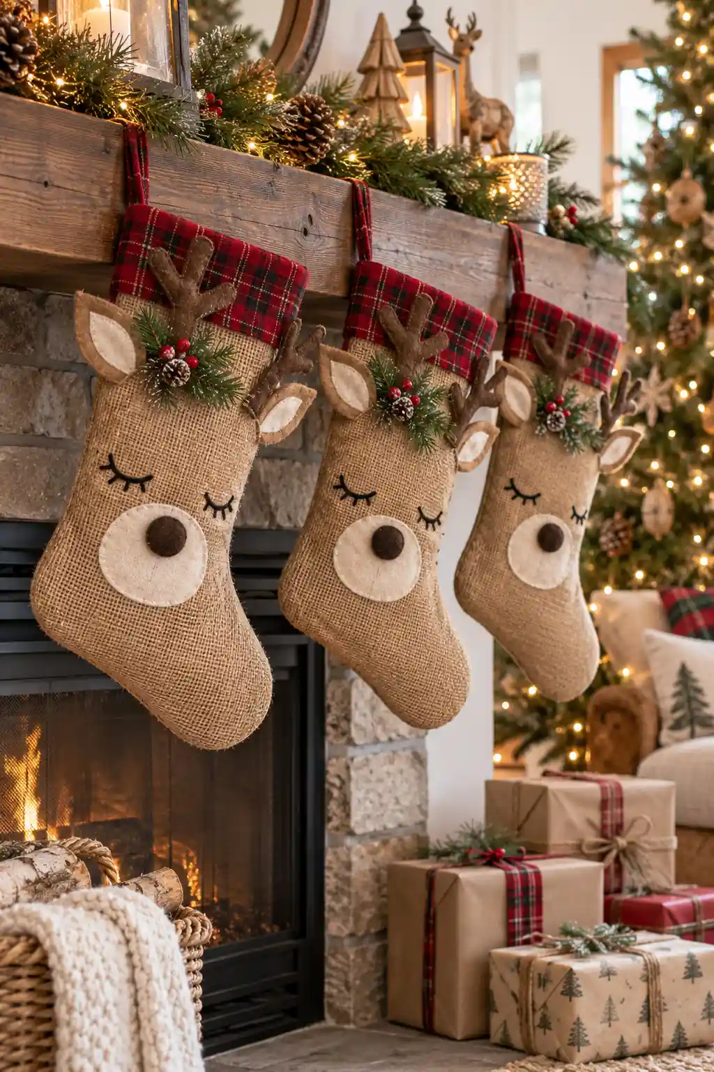 15 burlap deer stockings
